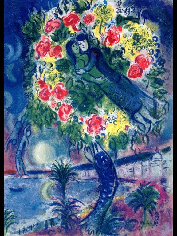Paar und Fisch Zeitgenosse Marc Chagall Ölgemälde